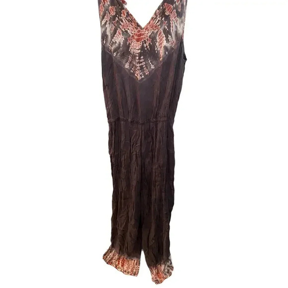 Young Fabulous & Broke Brown Sleeveless Tie Dye Flowy Split Leg Jumpsuit Size S - Picture 5 of 5